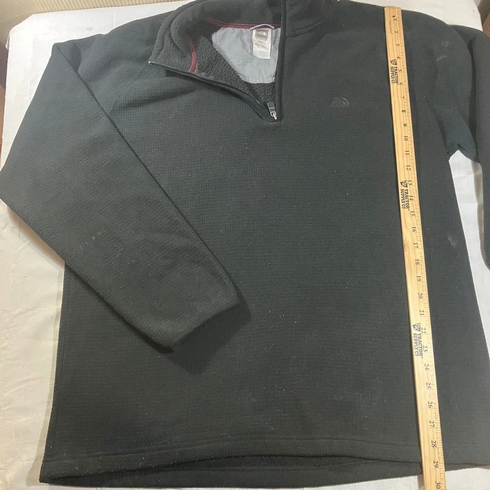 The North Face Mens XL Black Waffle Knit Grid Fleece 1/4 Zip Pullover Sweater